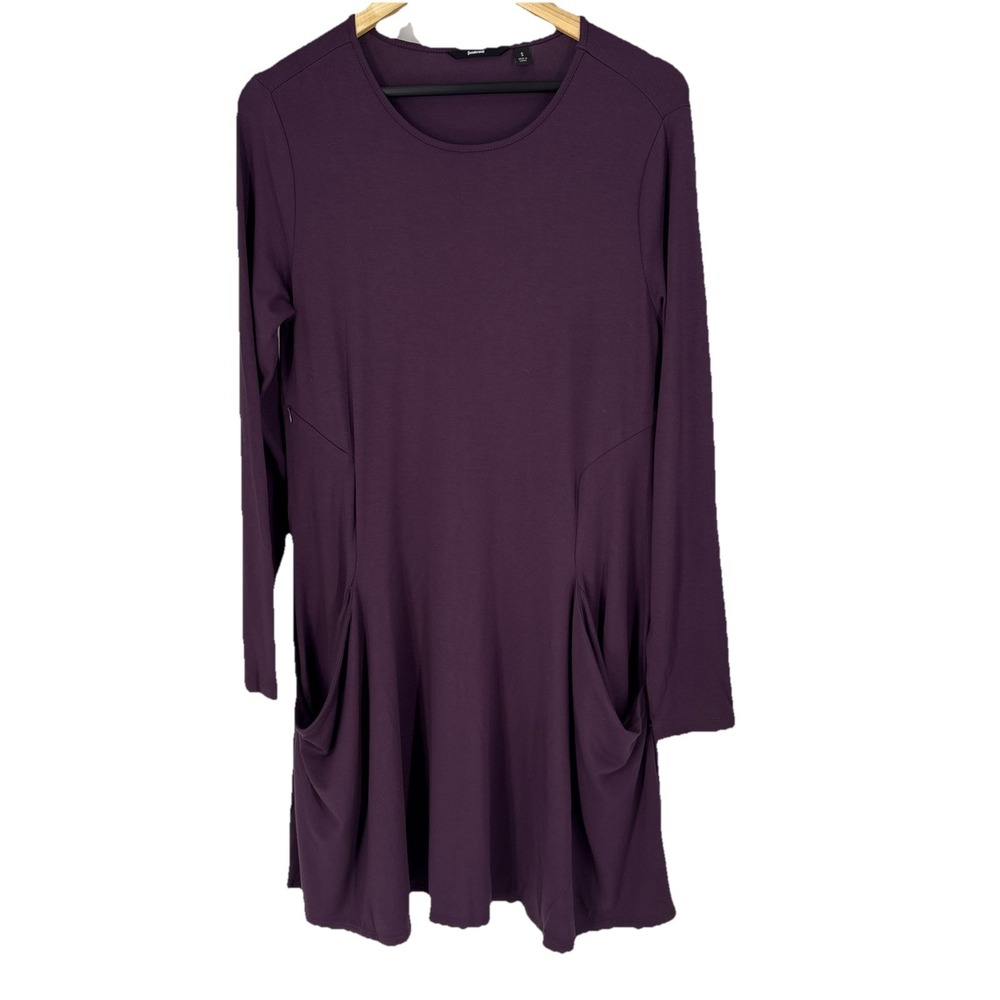 Betabrand Womens Modal Silk Jersey Knit Shift Dress Size S Plum Pockets Capsule